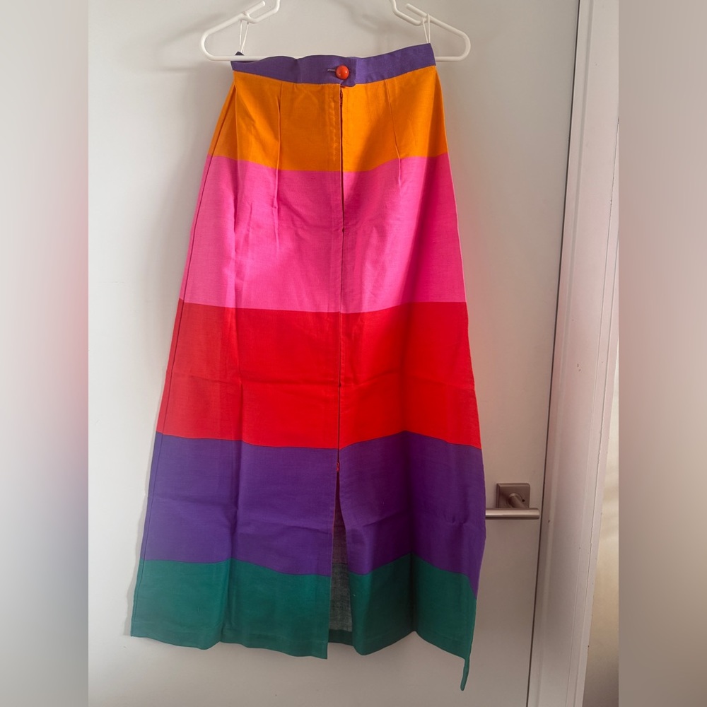 RAYMODES Vintage Multicolor Stripe Maxi Skirt Color block size Medium - Picture 2 of 8